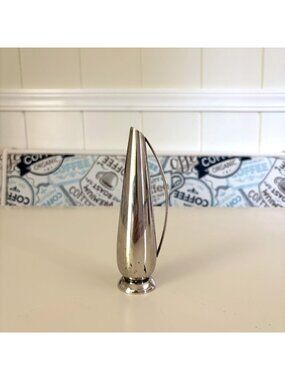 Vintage MCM Silver Plate Bud Vase - Danish Modern Teardrop with Loop Handle Made